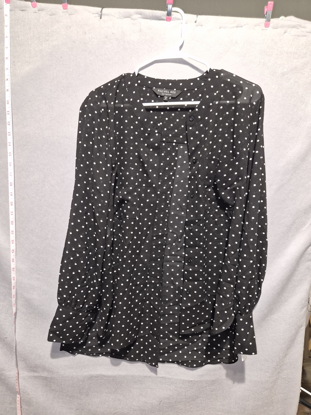 RACHEL Rachel Roy Black and White Polka Dot Button-Front Blouse Size M